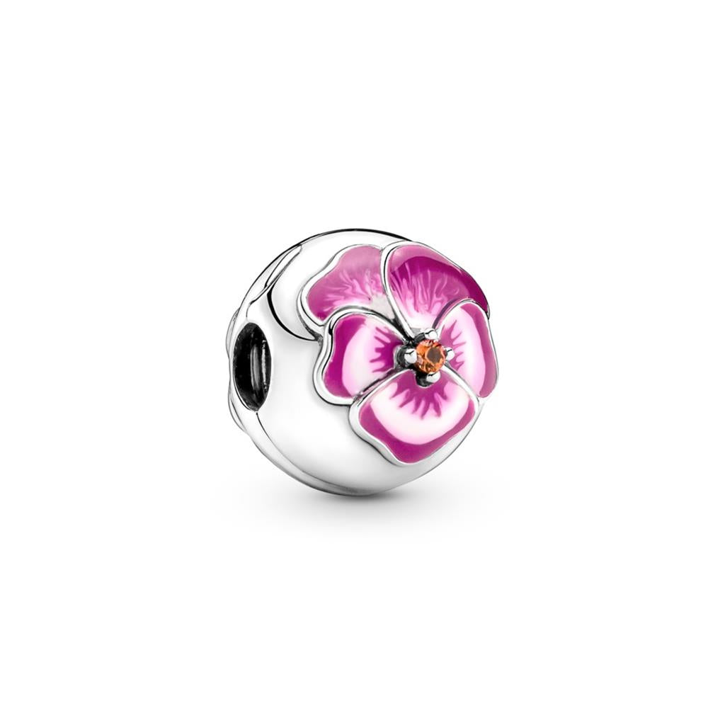 Pink Pansy Flower Clip Charm