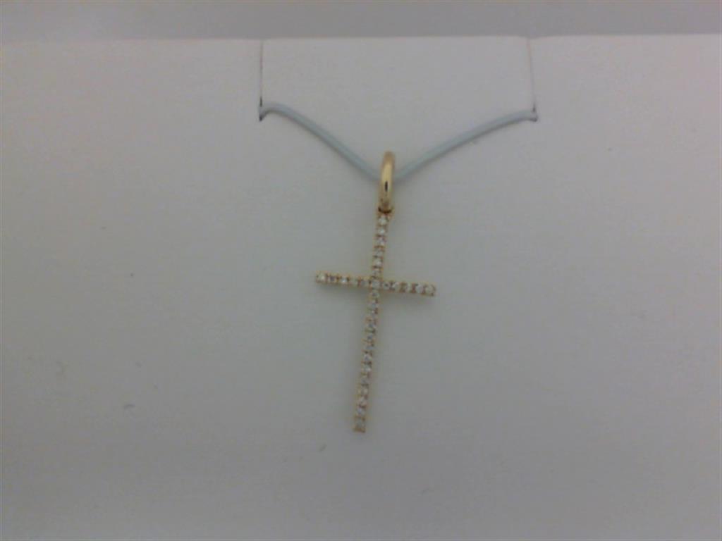Lady's Yellow 14 Karat Cross Pendant Wit