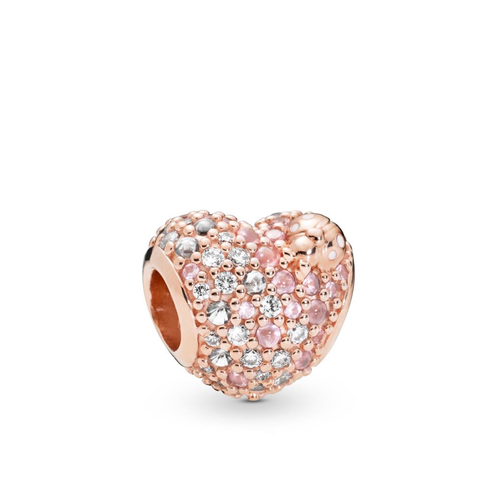 Gleaming Ladybird Heart, Pink Enamel, Cr