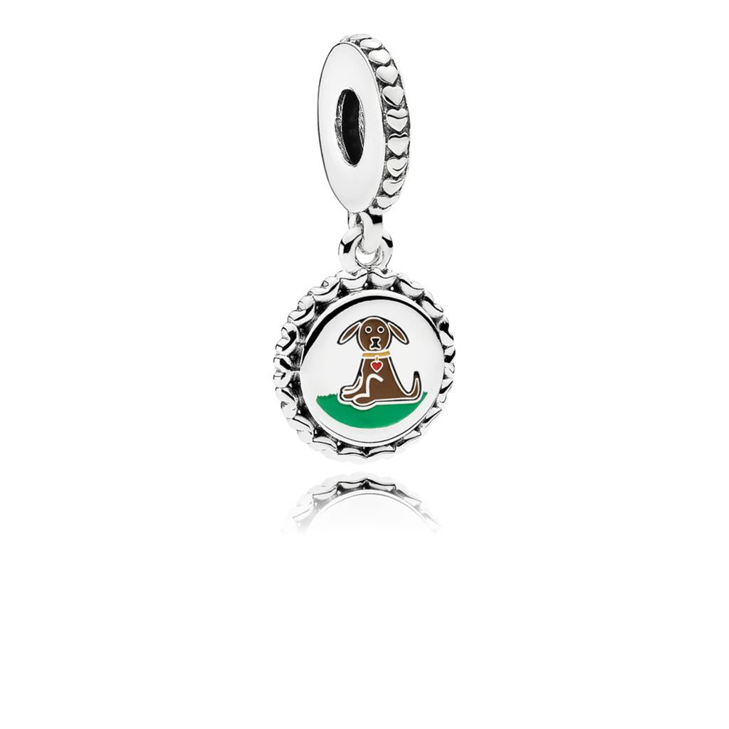 DOG Stick Figure Engraved Dangle