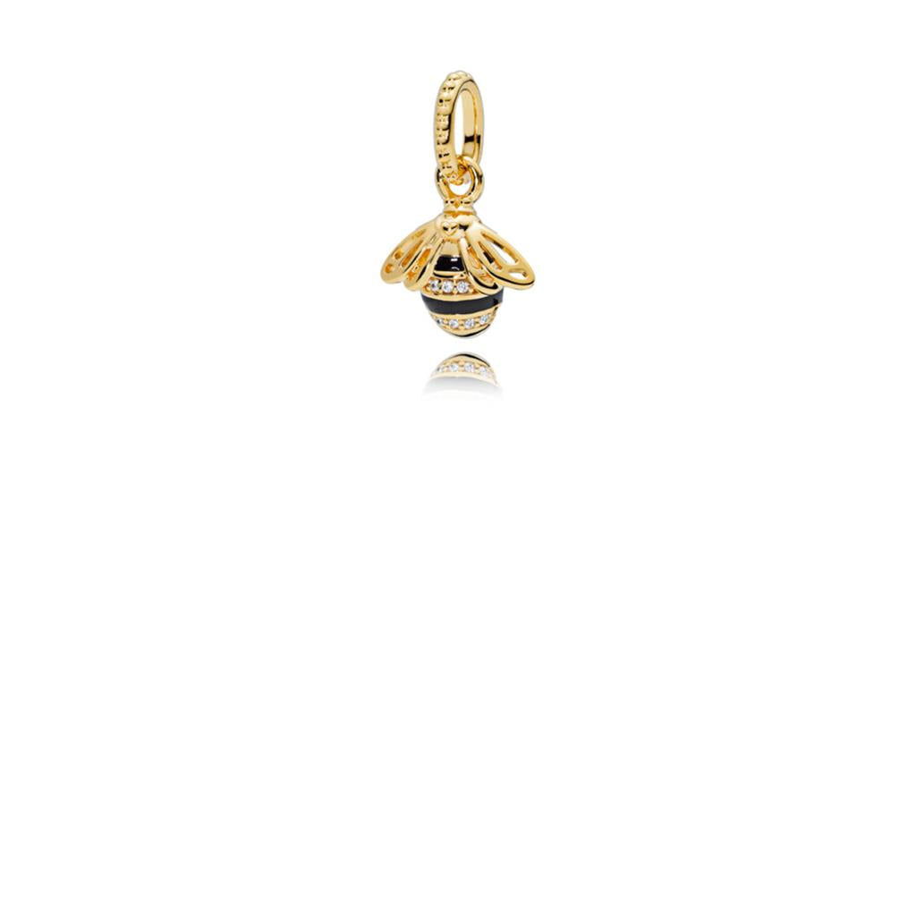 Queen Bee, Black Enamel & Clear CZ