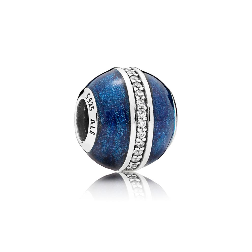 Orbit, Midnight Blue Enamel & Clear CZ