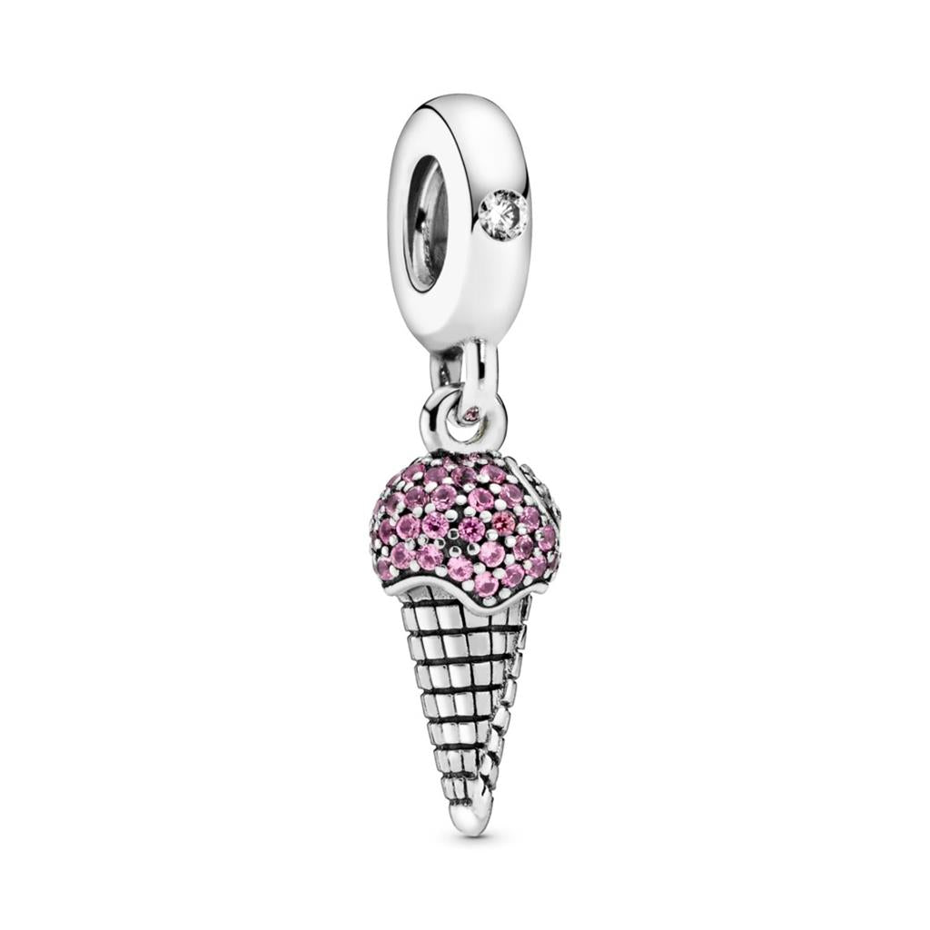 Pave Ice Cream Cone Dangle Charm