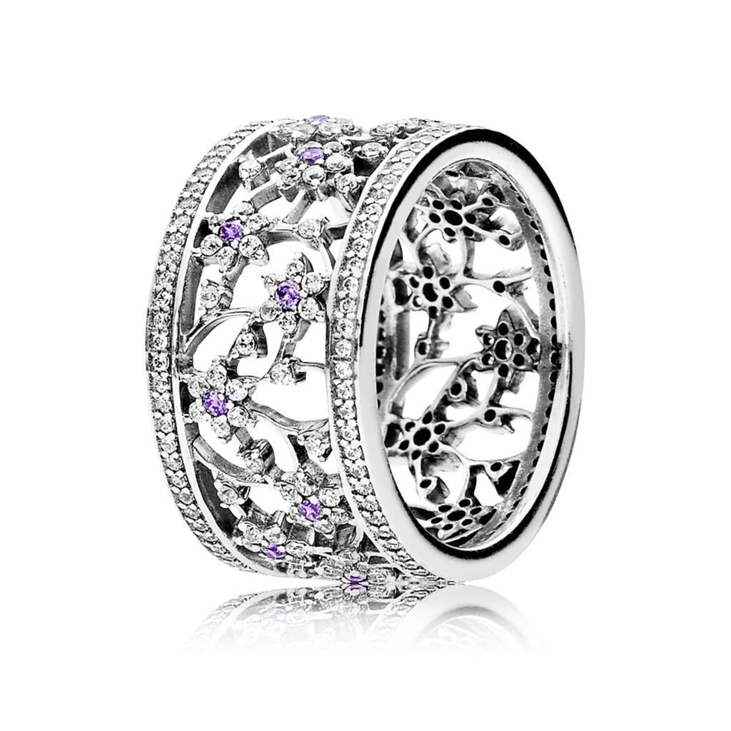 Forget Me Not, Purple & Clear CZ