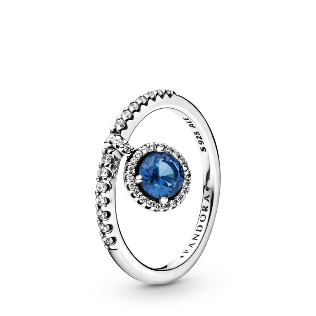 Blue Dangling Round Sparkle Ring