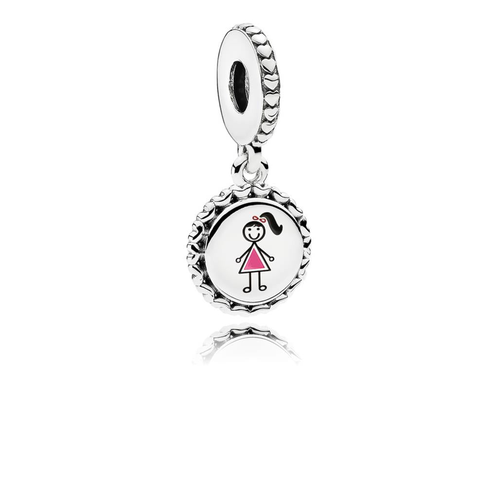GIRL Stick Figure Engraved Dangle