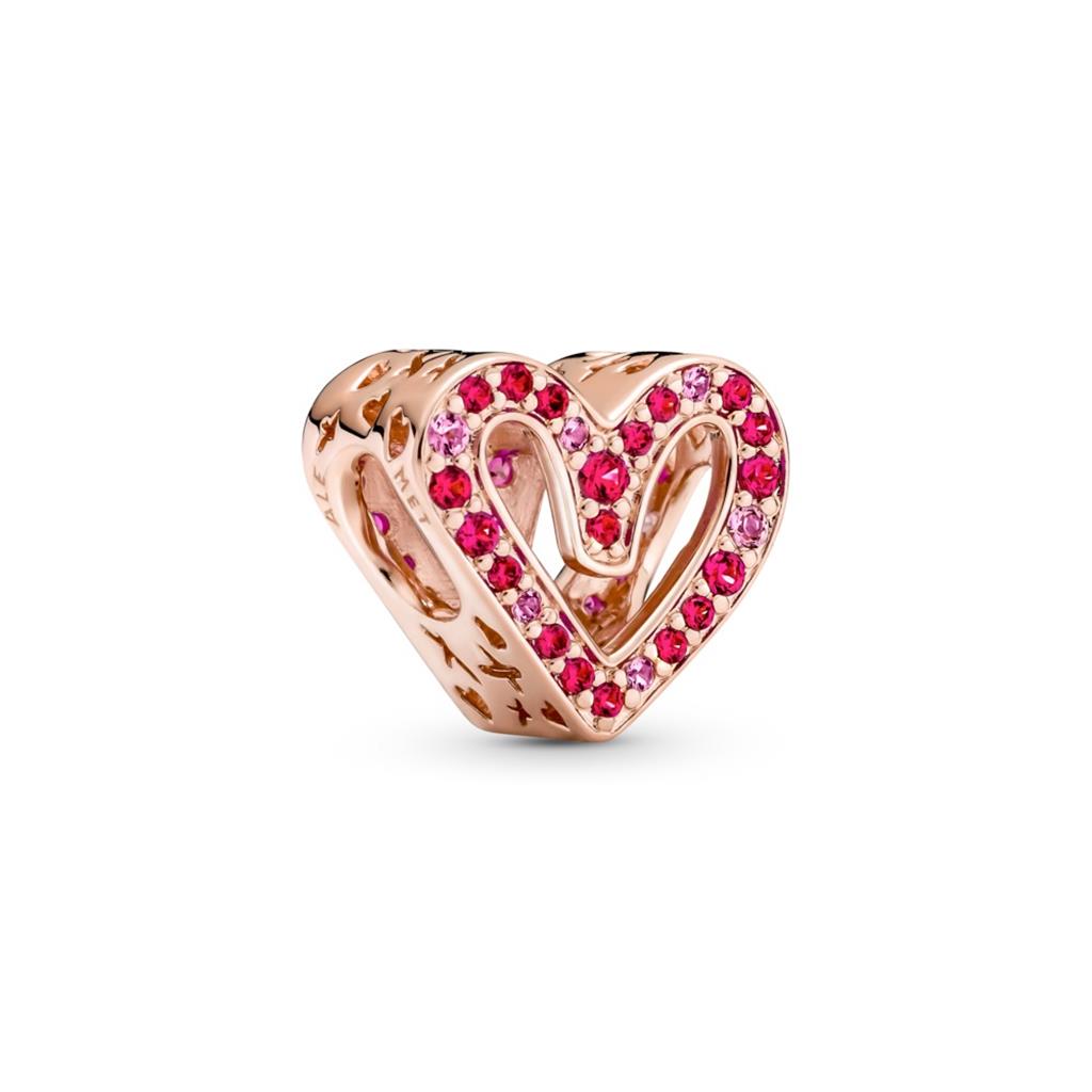 Sparkling Ruby Red & Pink Freehand Heart