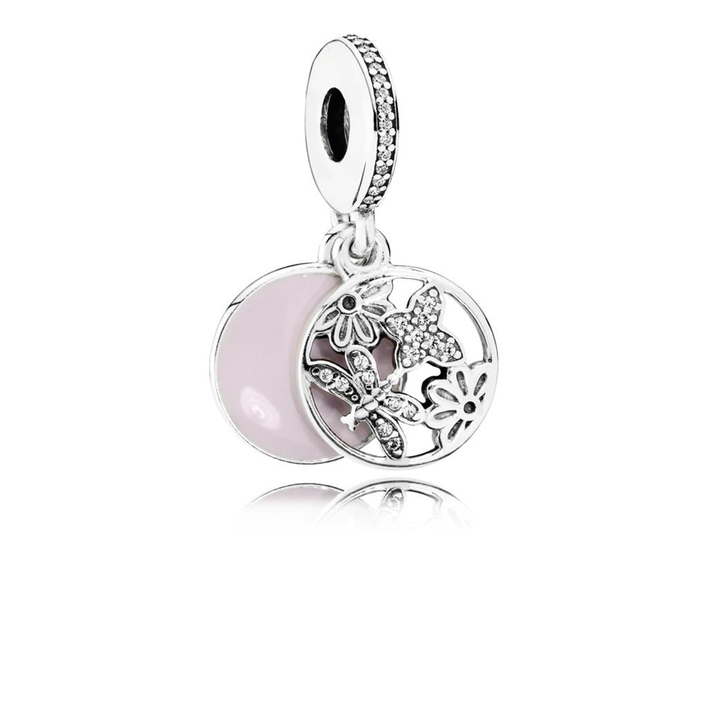 Springtime, Soft Pink Enamel & Clear CZ