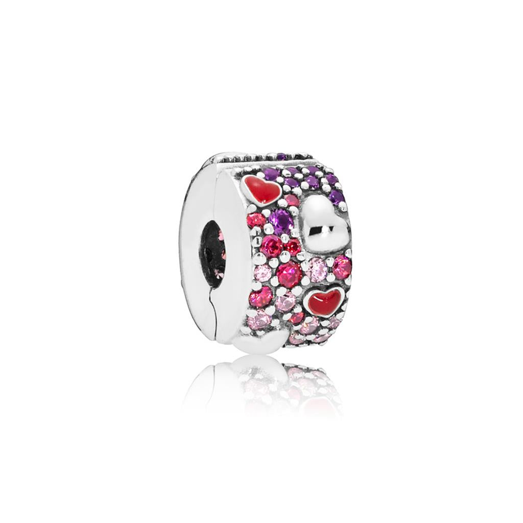 Asymmetric Hearts of Love, Red & Pink CZ