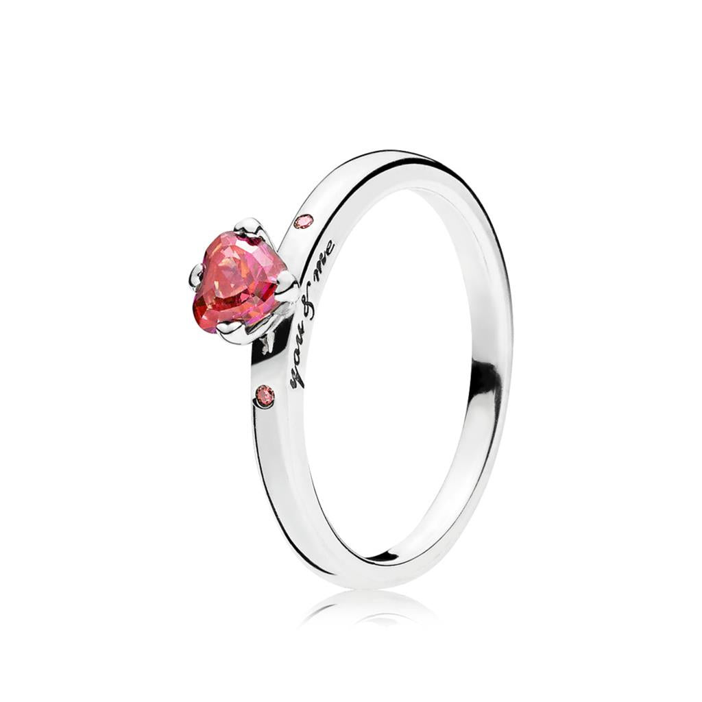 Sparkling Red Heart Ring