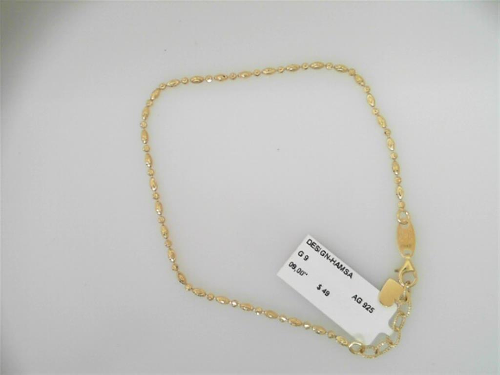 Yellow Sterling Silver Diamond Cut Bead