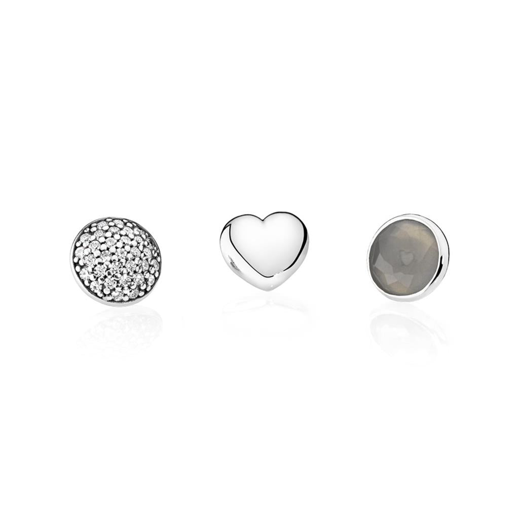 June Petites, Grey Moonstone & Clear CZ