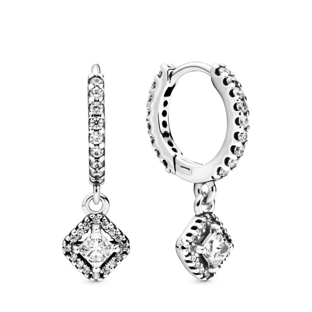 Square Sparkle Hoop Earrings