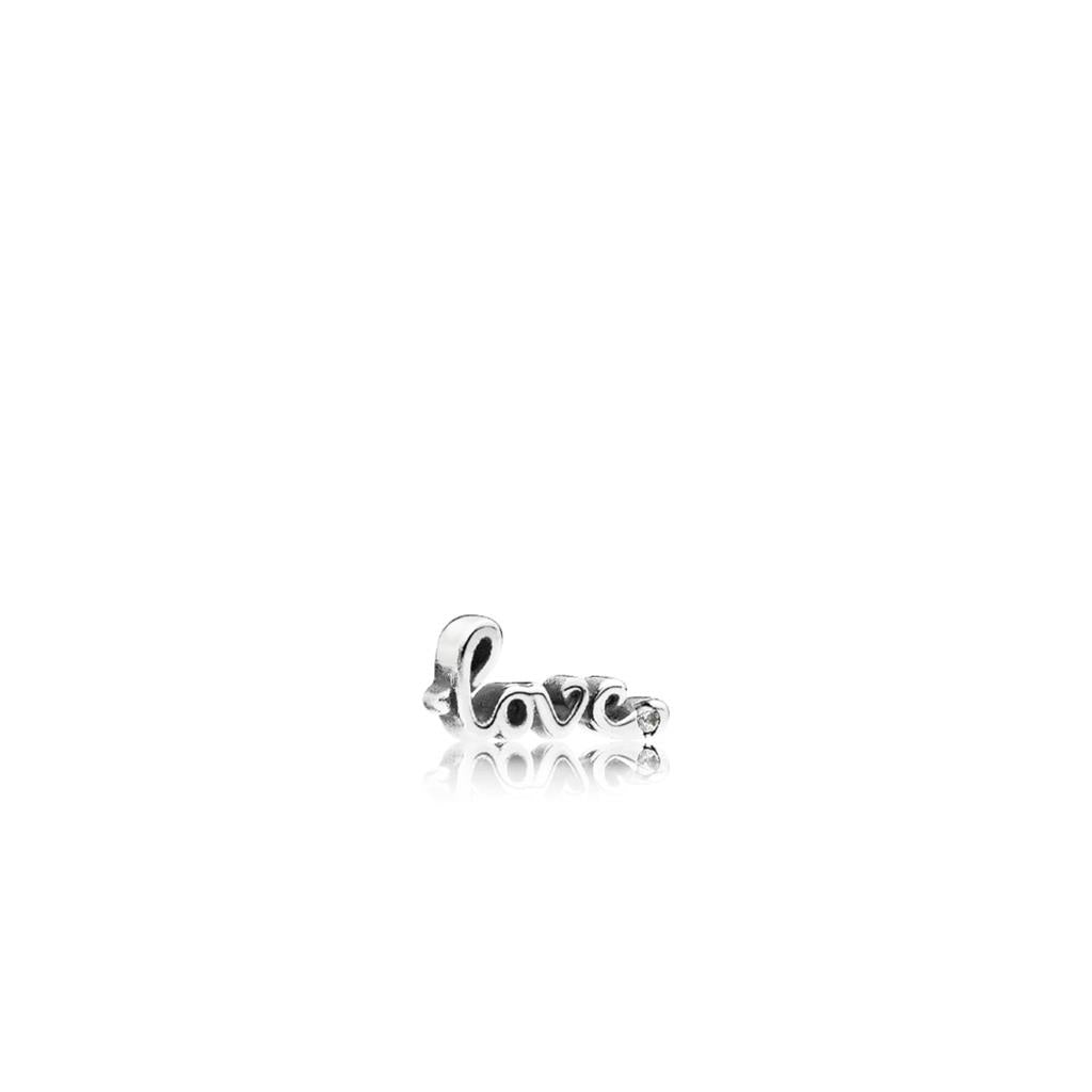 Love script silver petite element with c