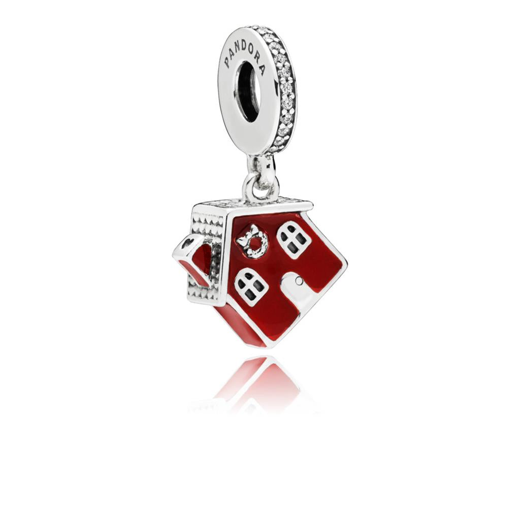 Cozy Christmas House, Clear CZ & Red Ena