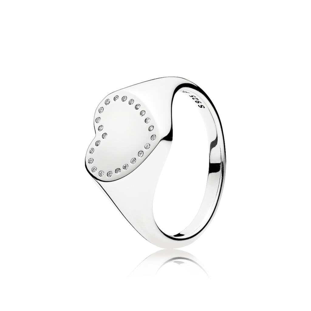 Heart Signet, Clear CZ