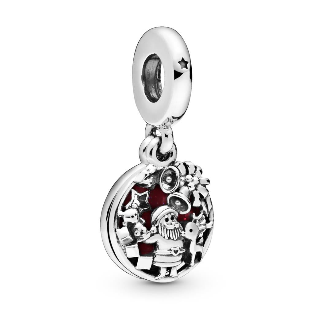 Santa Love Peace Joy, Burgundy Enamel