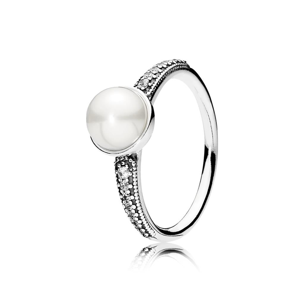 Elegant Beauty, White Pearl & Clear CZ