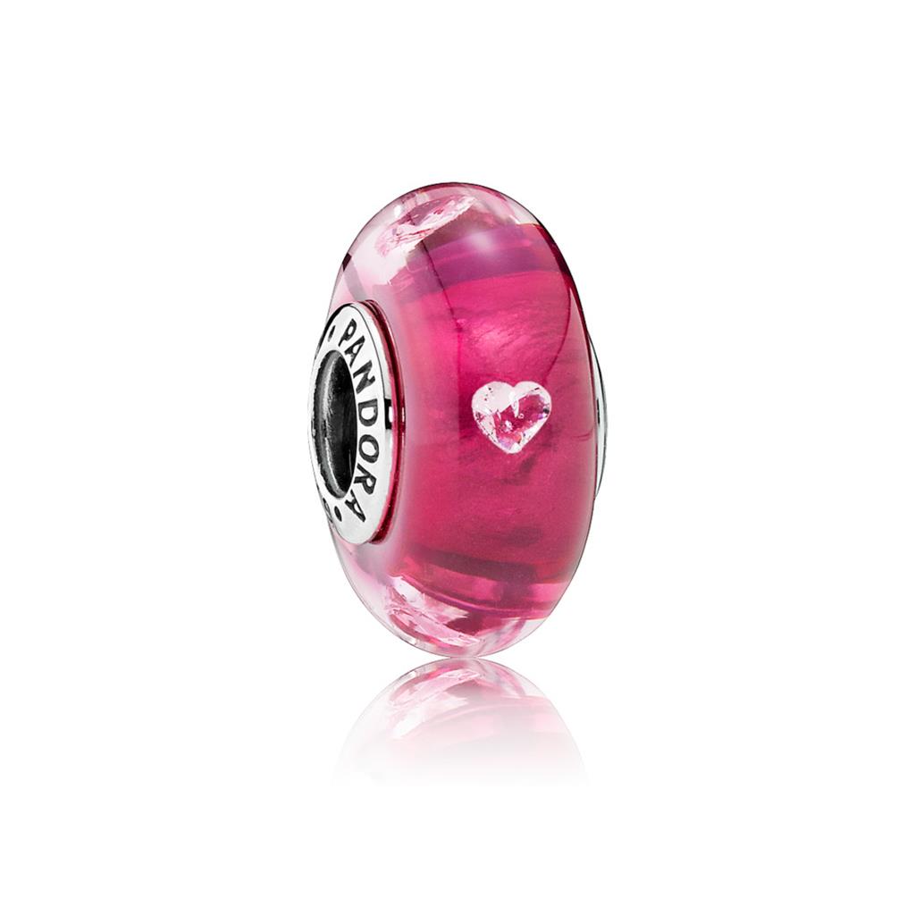 Cerise Heart Glass, Clear CZ