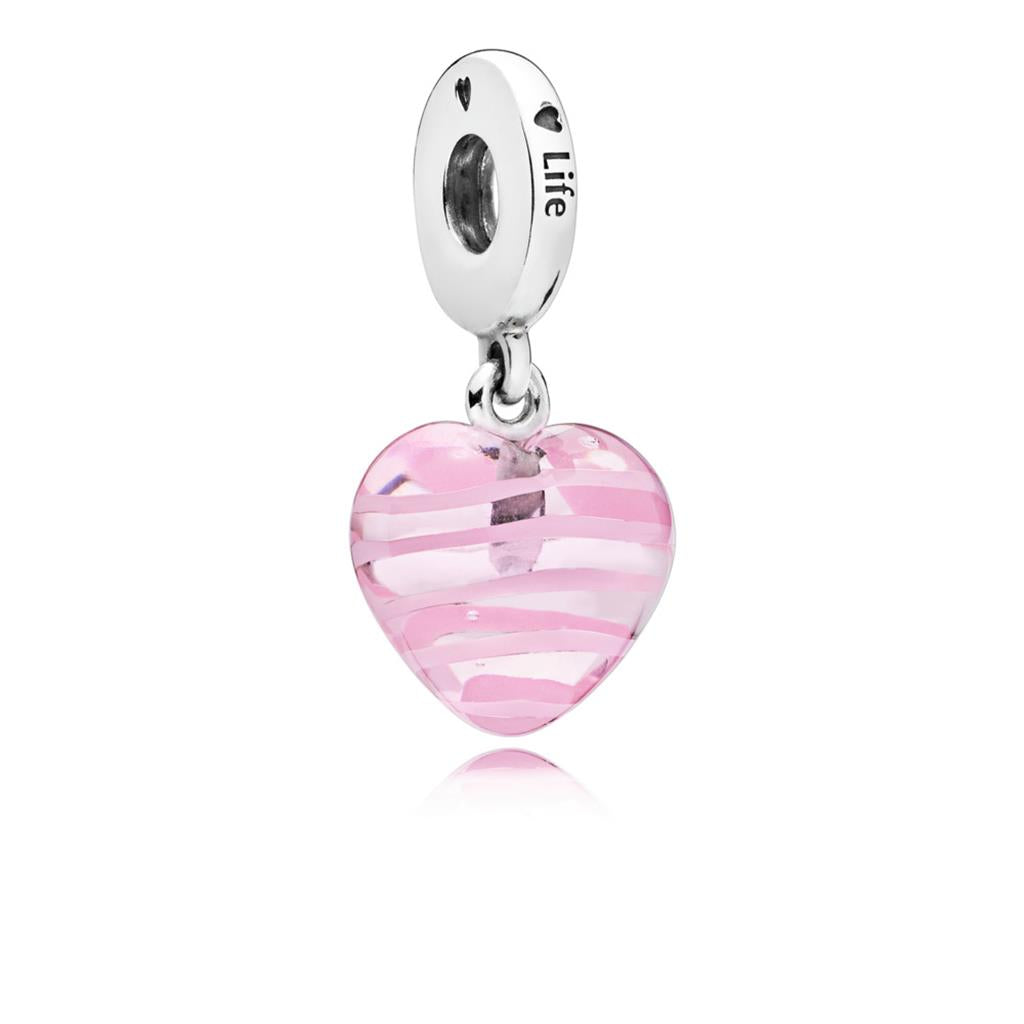 Pink Ribbon Heart Glass