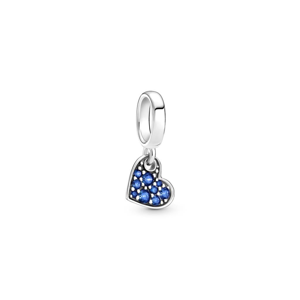 Stellar Blue Pave Tilted Heart Dangle Ch