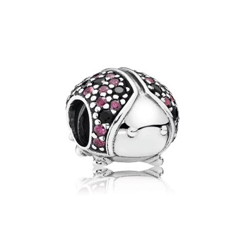 sparkling ladybug, fancy red CZ & black