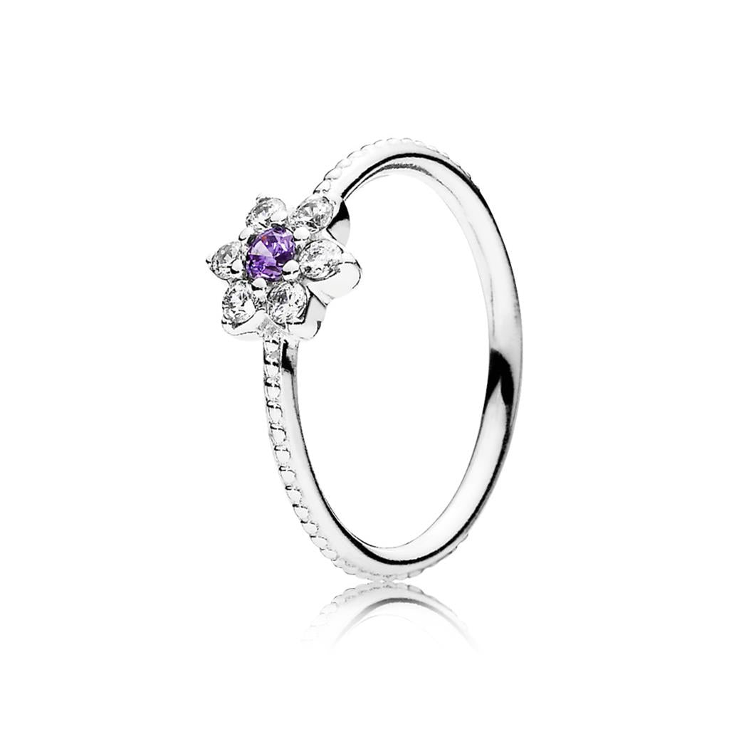 Forget Me Not, Purple & Clear CZ