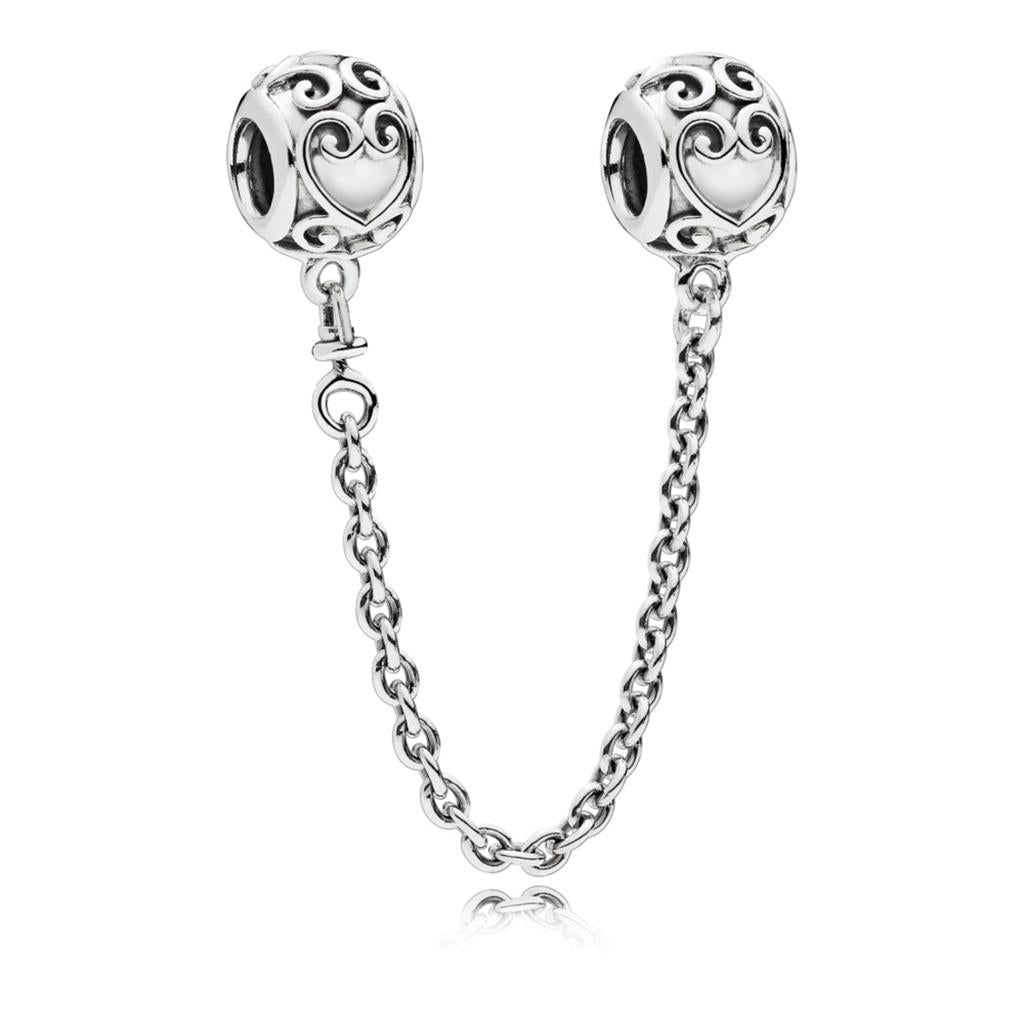 Ornate Hearts Safety Chain Charm