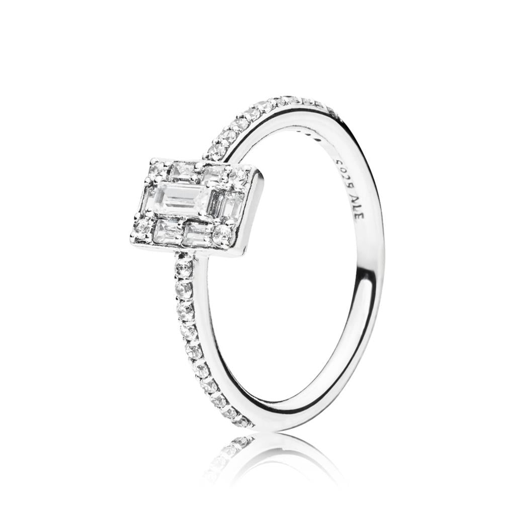 Sparkling Square Halo Ring