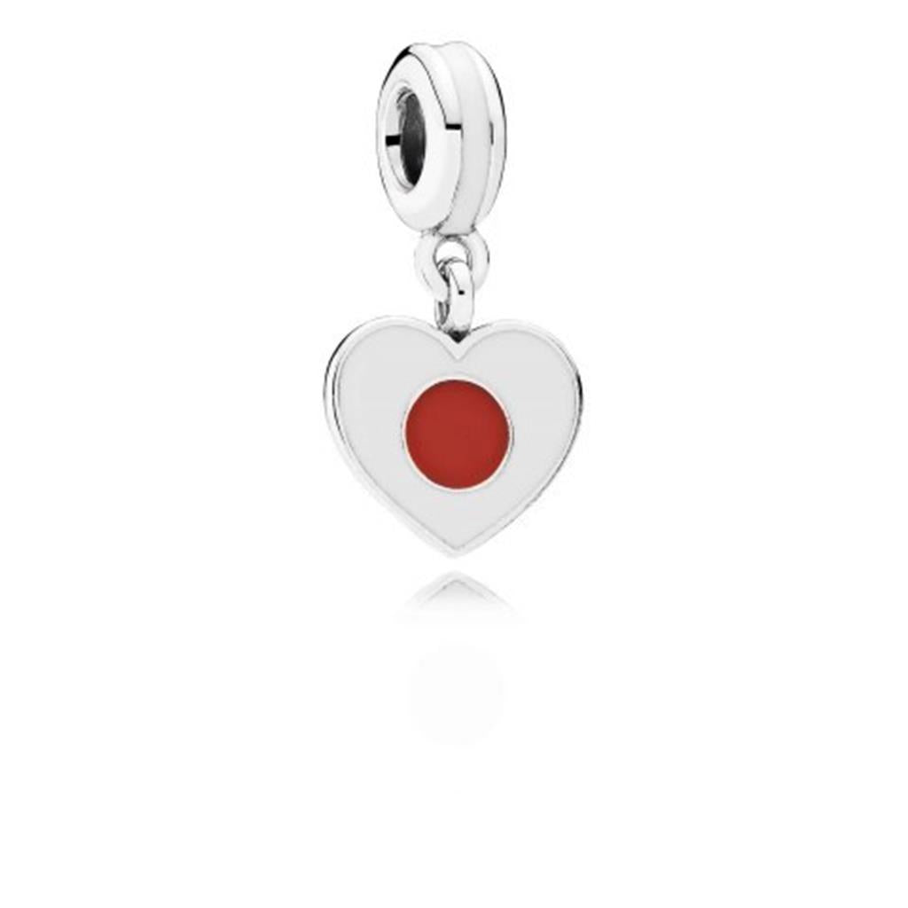 japan heart flag, white & red enamel