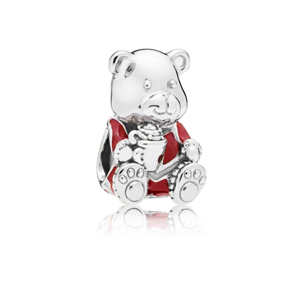 Christmas Bear, Red & White Enamel