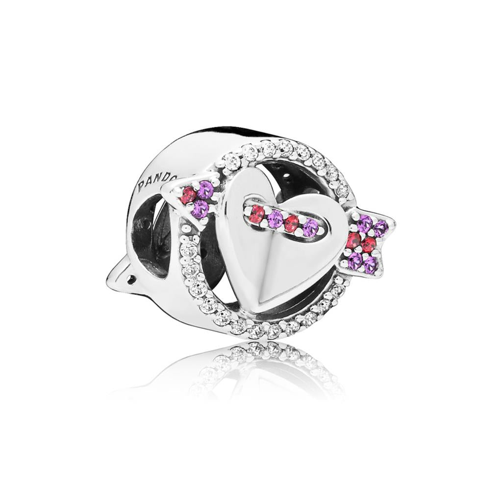 Sparkling Arrow & Heart, Red & Clear CZ,