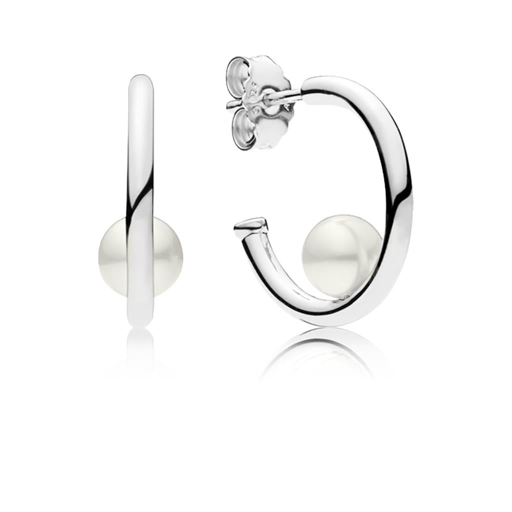 Offset Freshwater Cultured Pearl Hoop Ea