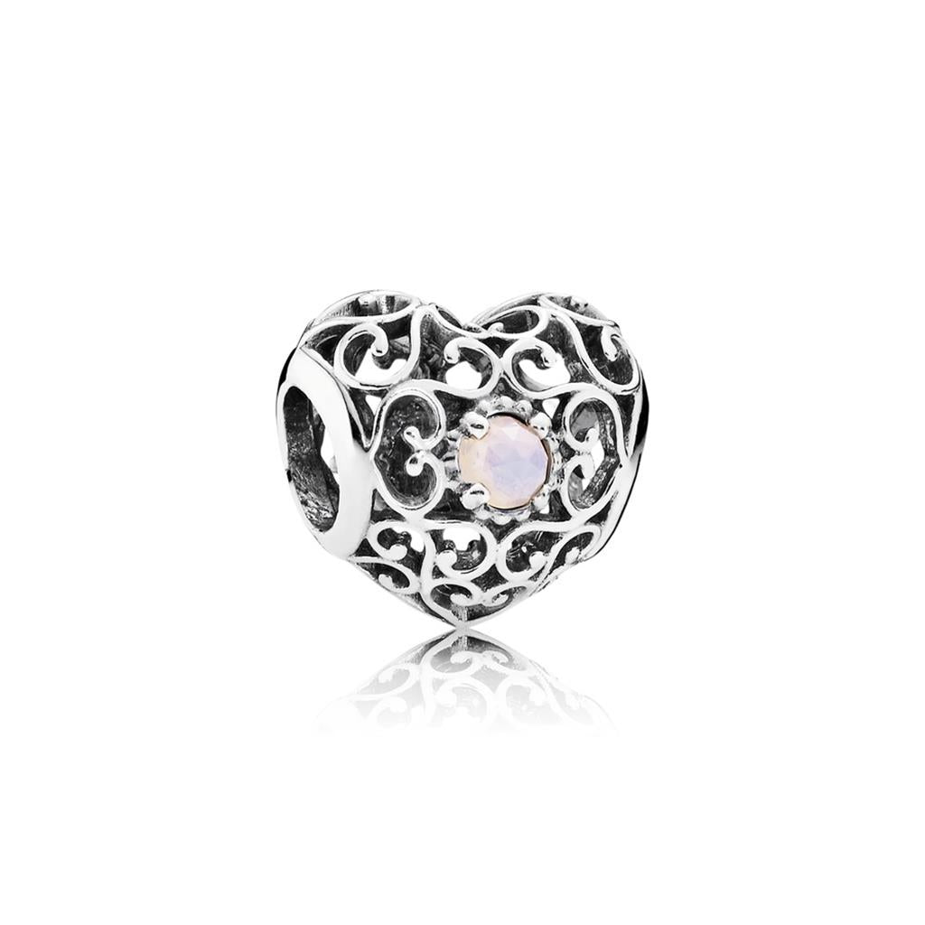 October Signature Heart, Opalescent Pink