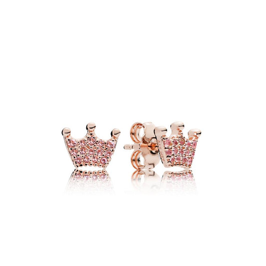 Pink Crown Stud Earrings