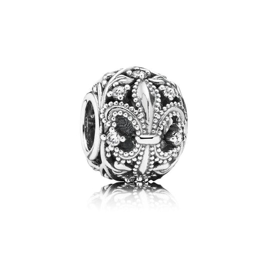 fleur-de-lis, clear CZ