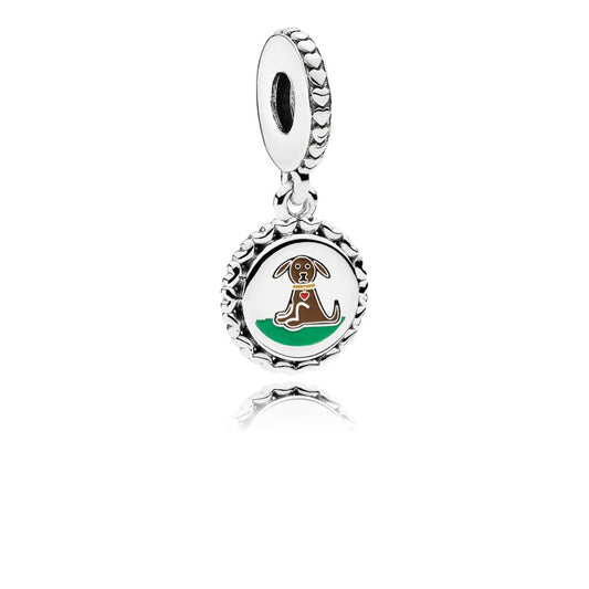 DOG Stick Figure Engraved Dangle