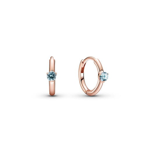 Light Blue Solitaire Huggie Hoop Earring