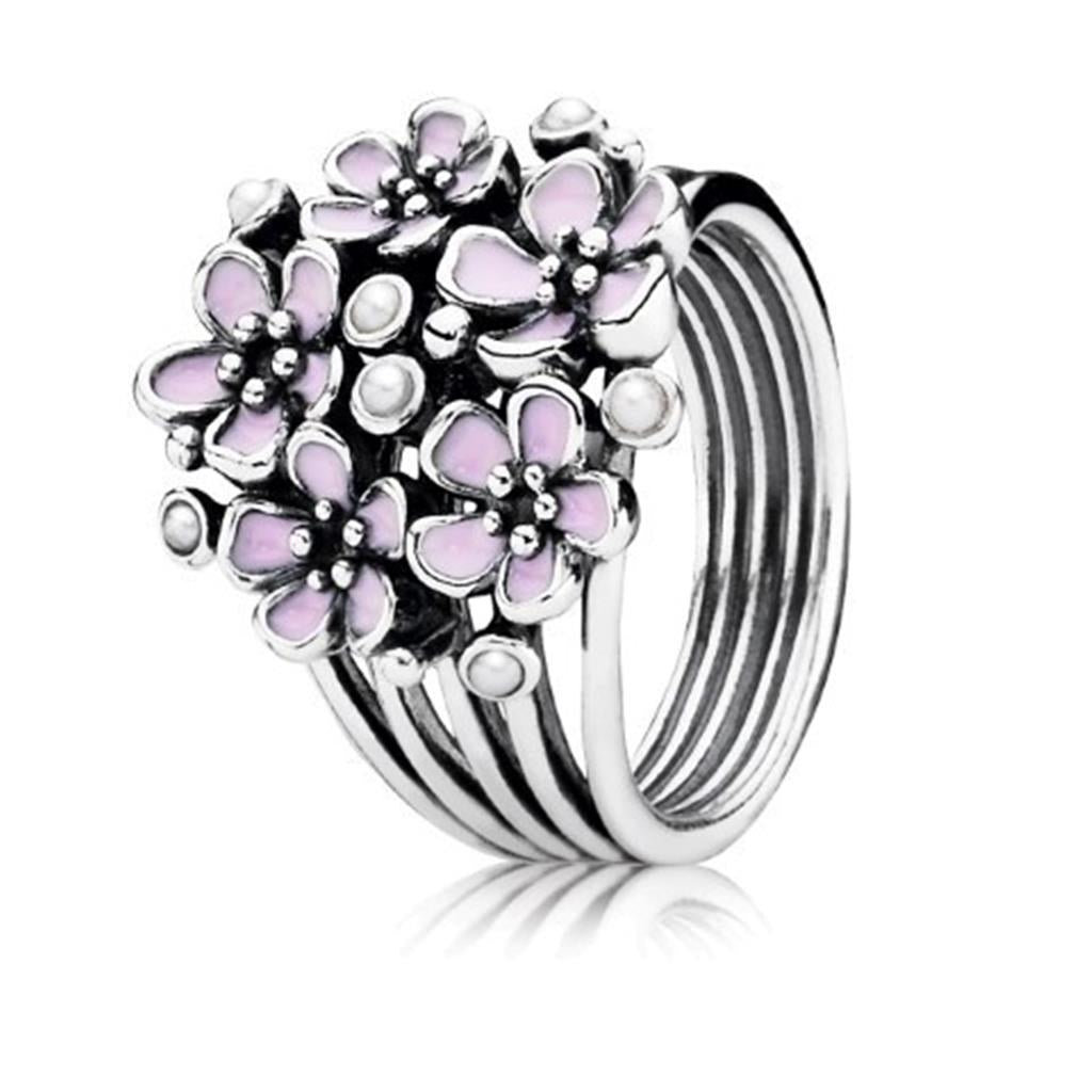 cherry blossom bouquet, pink enamel & wh