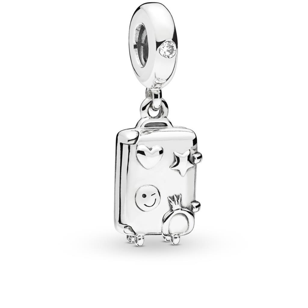 Suitcase, Powder Pink Enamel & Clear CZ