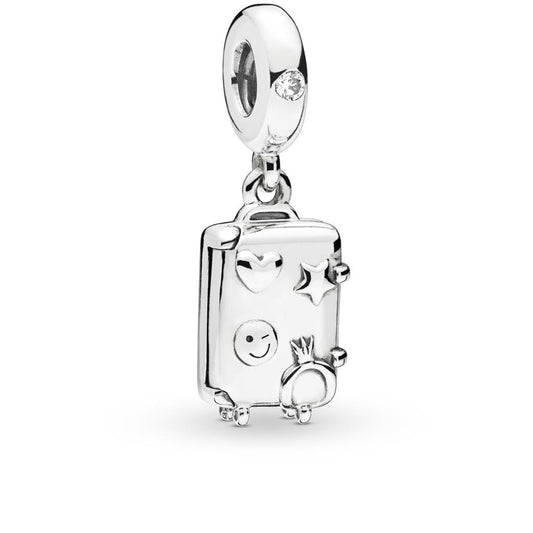 Suitcase, Powder Pink Enamel & Clear CZ