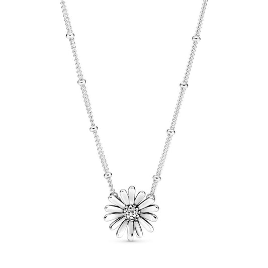 Pave Daisy Flower Collier Necklace