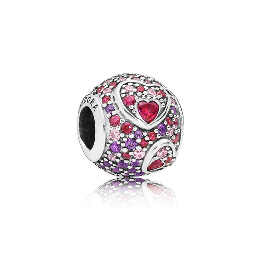 Asymmetric Hearts of Love, Red & Pink CZ