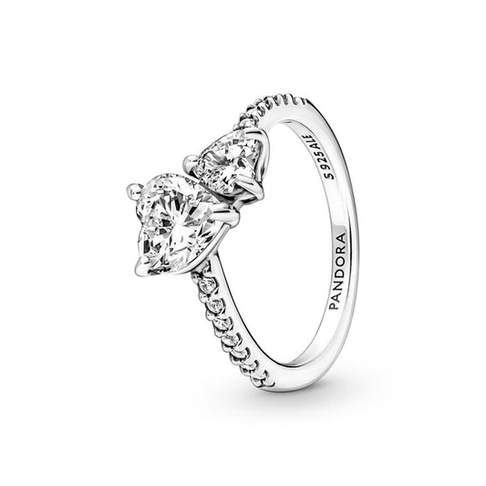 Double Heart Sparkling Ring