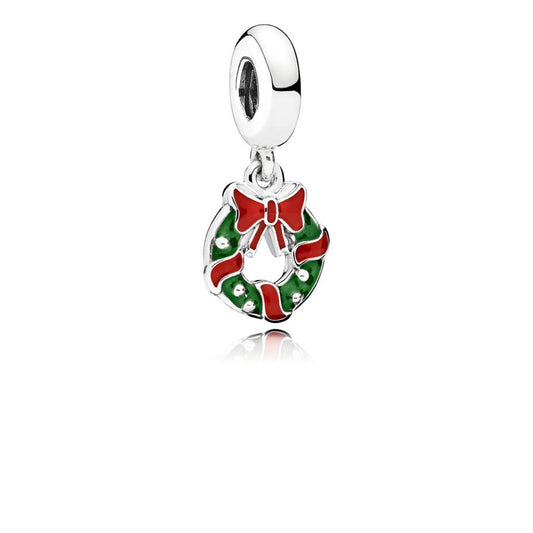 Holiday Wreath, Berry Red & Green Enamel