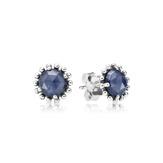 Silver stud earrings with midnight blue