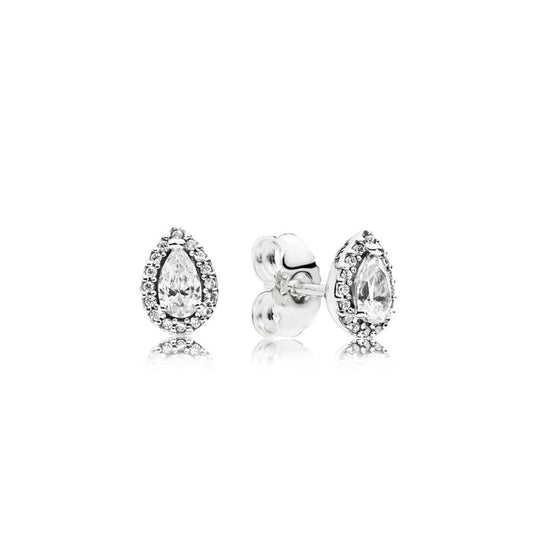 Sparkling Teardrop Halo Stud Earrings