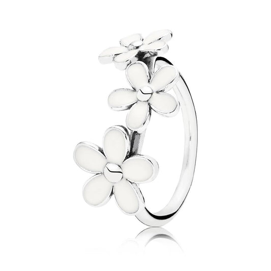 darling daisies, white enamel
