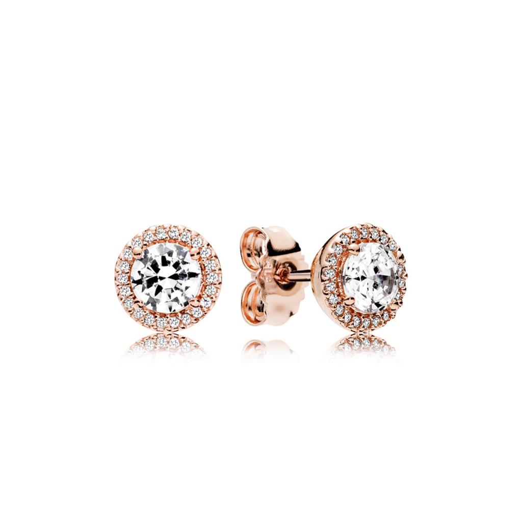 Round Sparkle Halo Stud Earrings