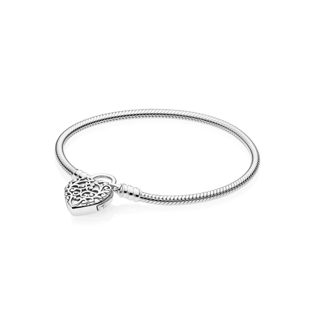 Smooth Silver Padlock, Regal Heart